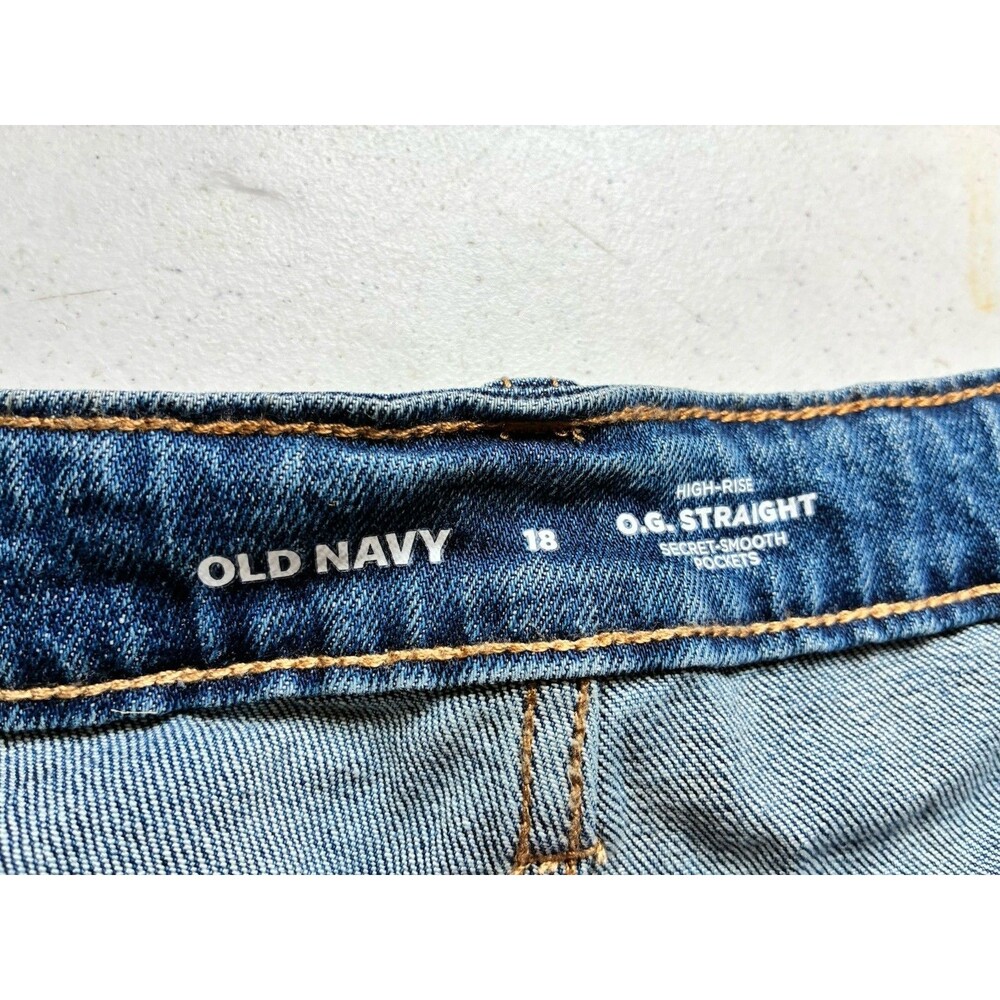 Old Navy O.G. Straight High Rise Secret Smooth Pockets Denim Shorts Womens 18 - Picture 7 of 11